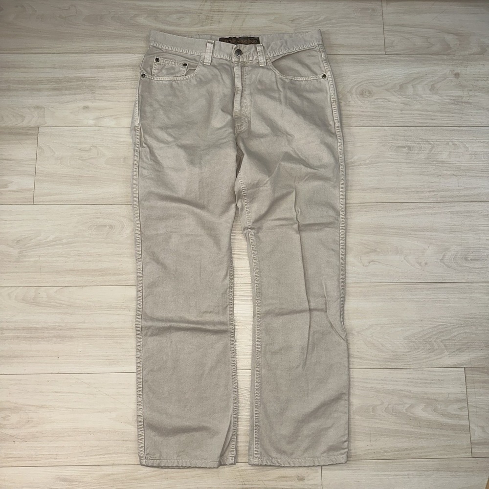 Territory Ahead Jeans 33x30 Mens Khaki Casual Pants‎ Cotton Relaxed Fit Flat